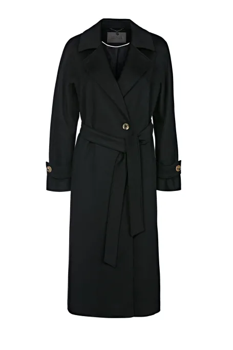 Schwarzer Mantel 100% Kaschmir Izabelle Luxury Line