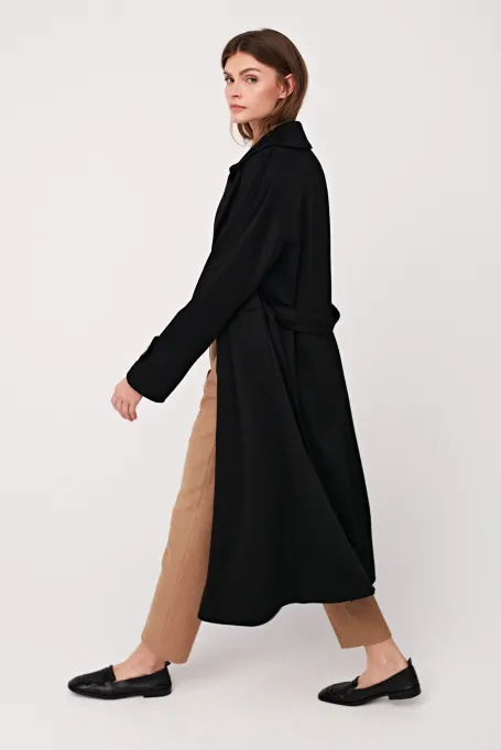 Schwarzer Mantel 100% Kaschmir Izabelle Luxury Line