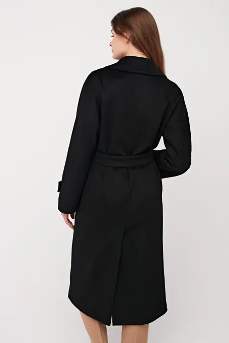 Schwarzer Mantel 100% Kaschmir Izabelle Luxury Line