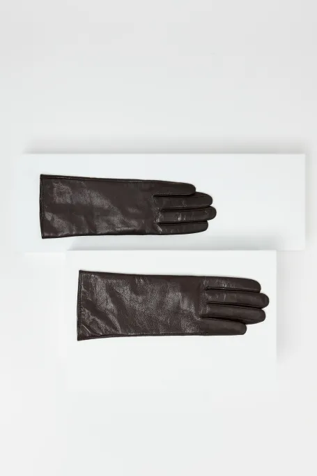 Braune Lederhandschuhe mit Kaschmirfutter