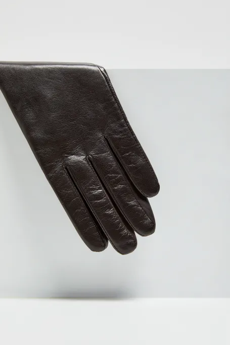 Braune Lederhandschuhe mit Kaschmirfutter