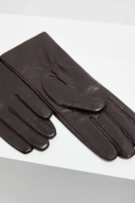 Braune Lederhandschuhe mit Kaschmirfutter
