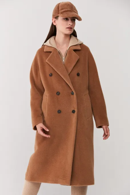 Wollmantel Camel Alpaka
