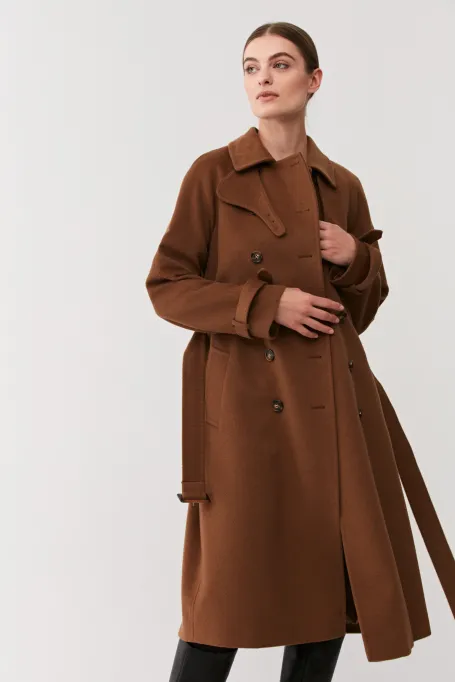 Brauner Trenchcoat mit Kaschmir
