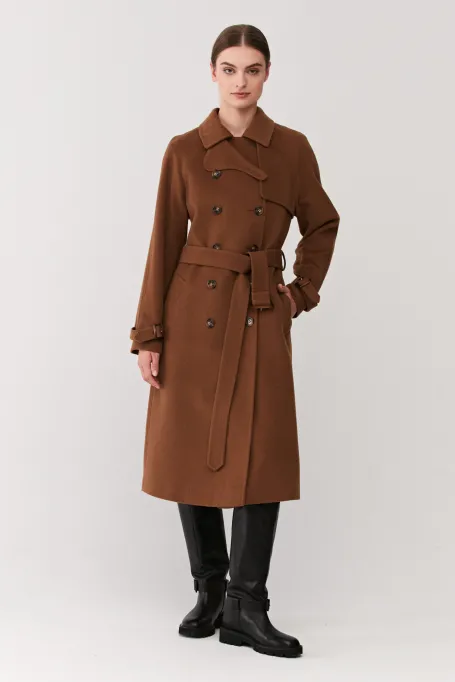 Brauner Trenchcoat mit Kaschmir