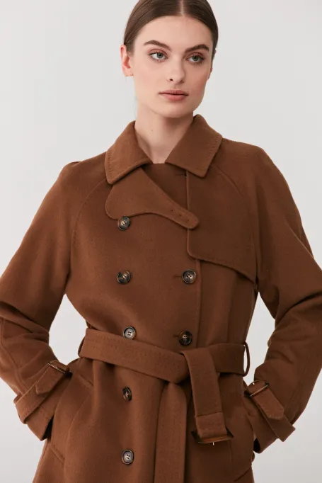 Brauner Trenchcoat mit Kaschmir