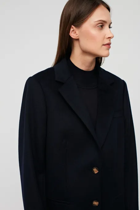 Marineblauer 100% Wollmantel Diplomatenmantel