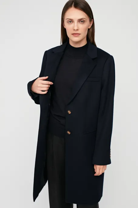 Marineblauer 100% Wollmantel Diplomatenmantel