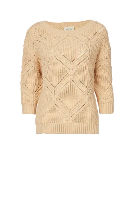Beiger Pullover mit dekorativem Muster