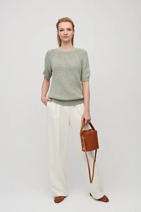 Baumwollpullover mit kurzen Ärmeln