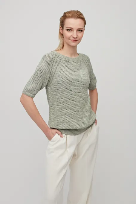 Baumwollpullover mit kurzen Ärmeln