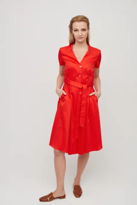 Rotes Hemdblusenkleid