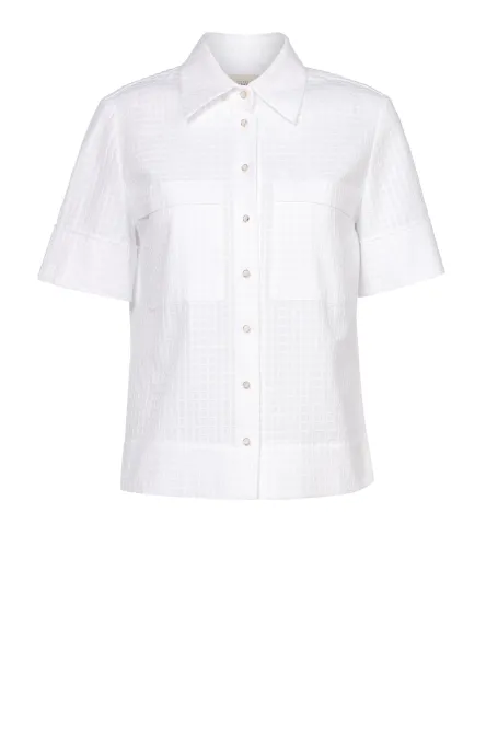 Weißes Baumwollhemd mit kurzen Ärmeln