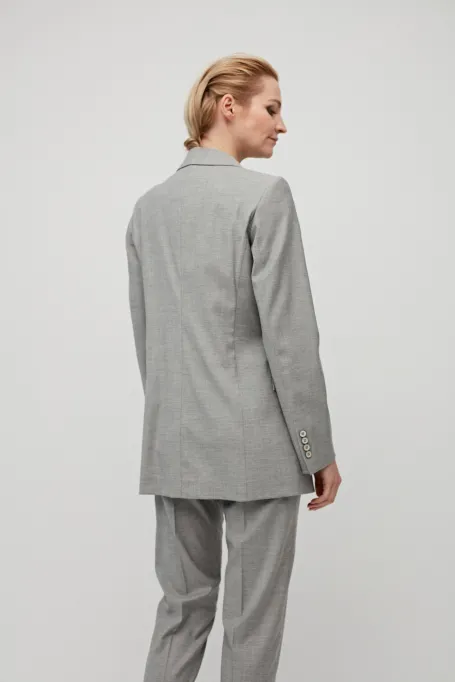 Grauer Blazer mit Wolle für Anzug, zweireihig