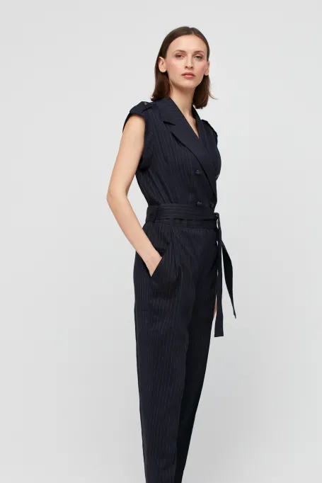 Marineblauer Leinen-Overall