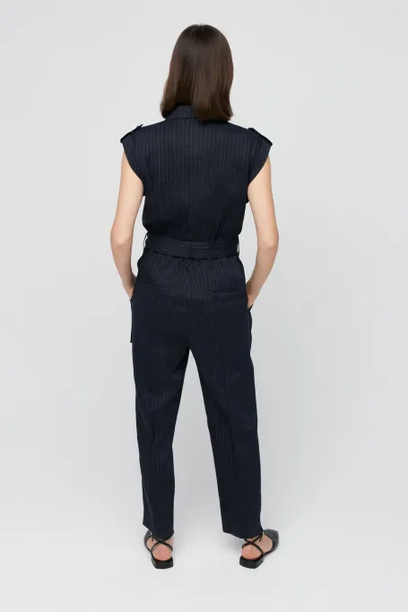 Marineblauer Leinen-Overall