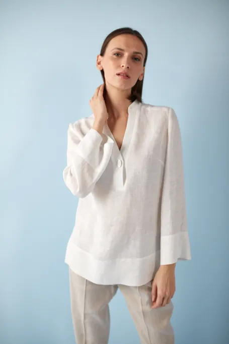 Weiße Hanfbluse