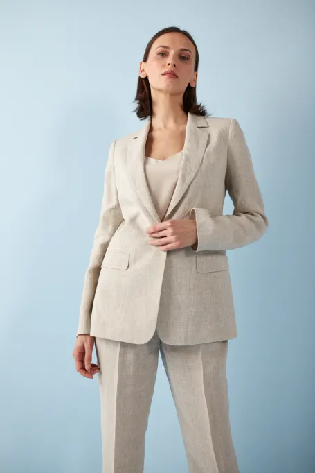 Leinenjackett im Karo zum Anzug