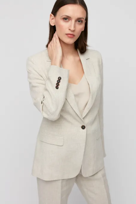 Leinenjackett im Karo zum Anzug