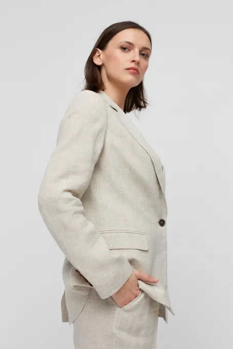 Leinenjackett im Karo zum Anzug