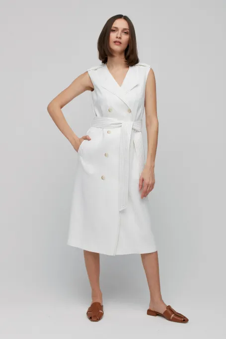 Weißes Lein-Hemdblusenkleid