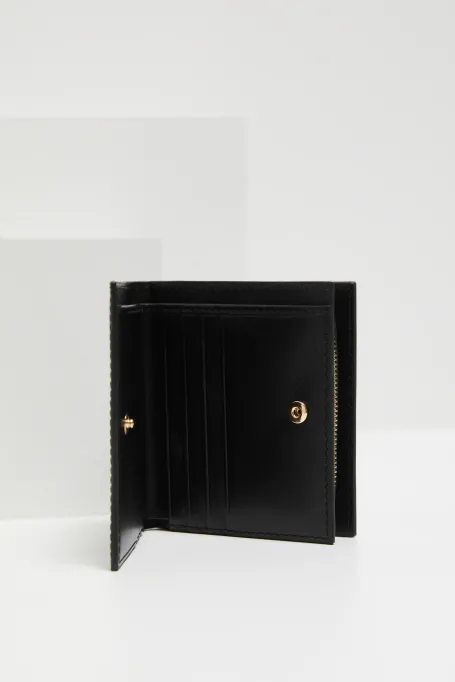 Schwarze Geldbörse aus glattem Leder