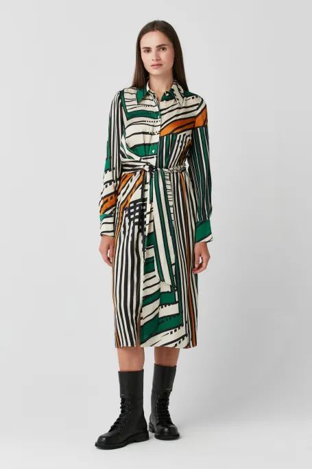 Kleid mit Streifen, Hemdblusenkleid