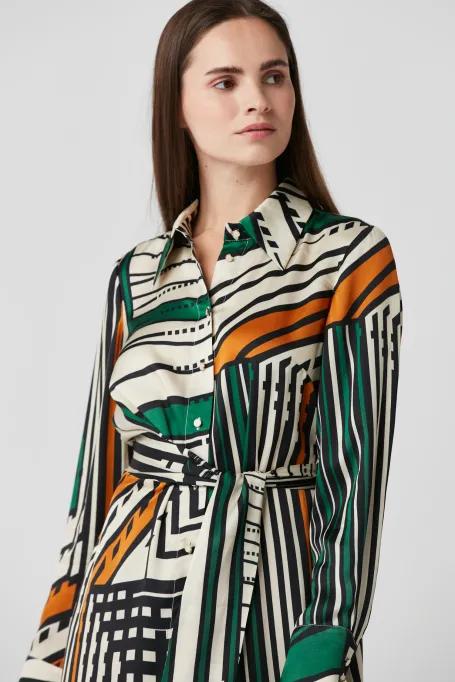 Kleid mit Streifen, Hemdblusenkleid