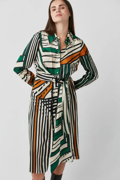 Kleid mit Streifen, Hemdblusenkleid