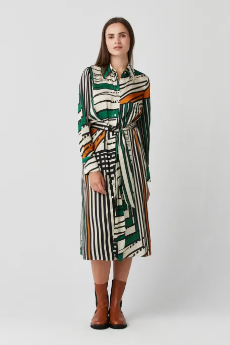 Kleid mit Streifen, Hemdblusenkleid