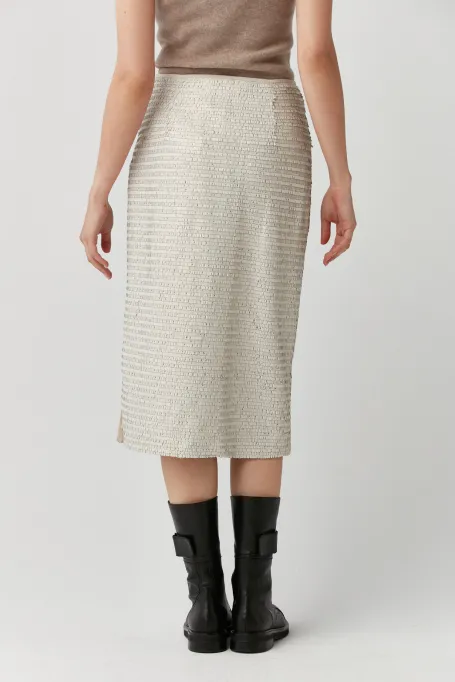 Paillettenrock beige