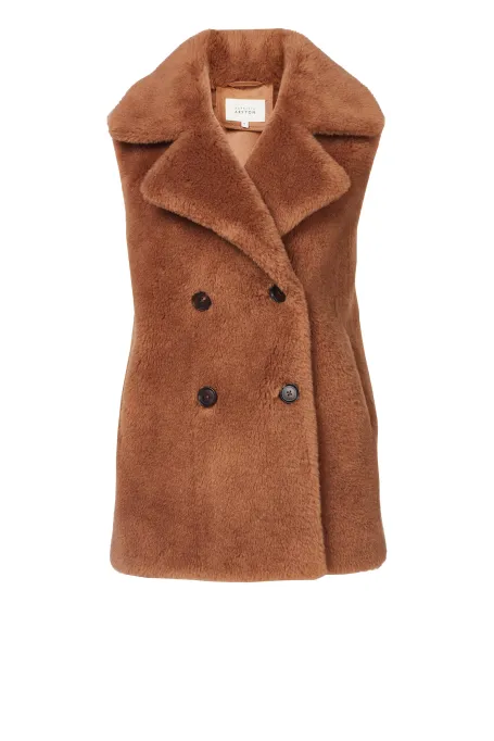 Zweireihige Teddy-Bär-Weste aus Wolle