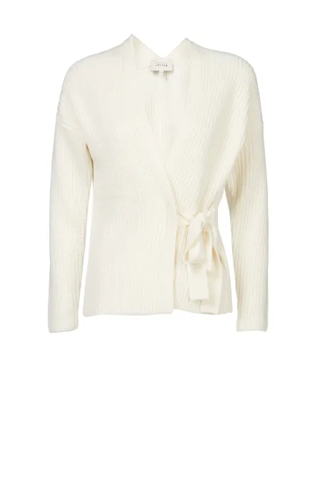 Weißer Cardigan aus Merinowolle