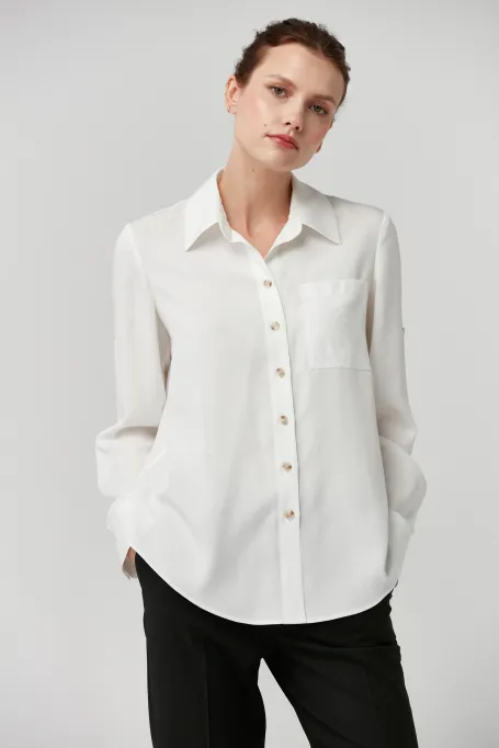 Weiße Bluse aus Lyocell
