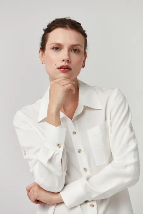 Weiße Bluse aus Lyocell