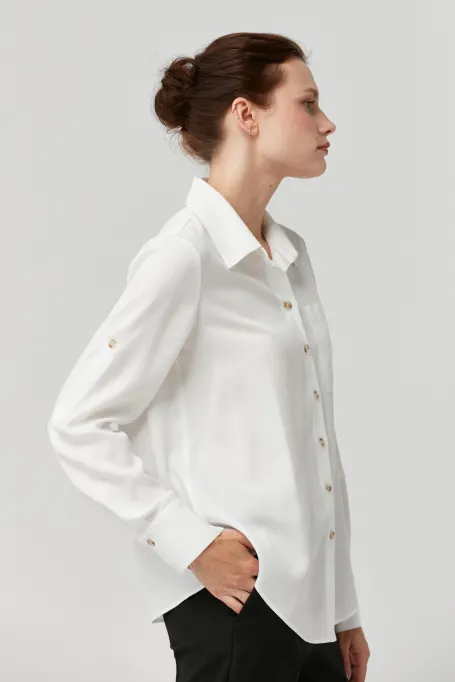 Weiße Bluse aus Lyocell