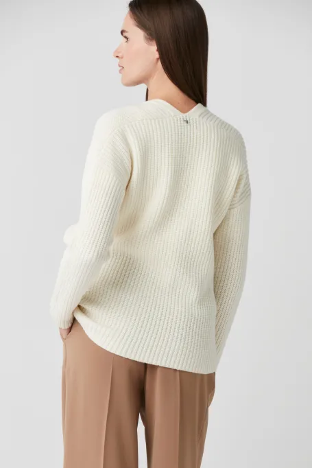 Weißer Cardigan aus Merinowolle