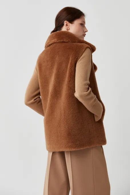 Zweireihige Teddy-Bär-Weste aus Wolle