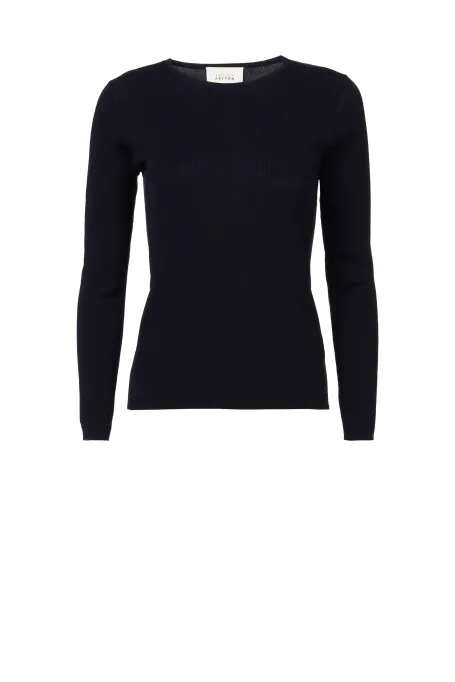 Dunkelblaue Strickbluse mit Seide Emilly