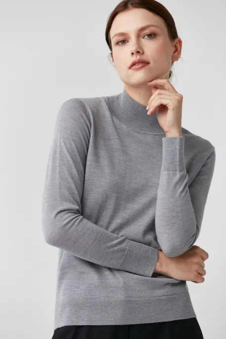 Pullover mit Stehkragen aus Merinowolle Julia