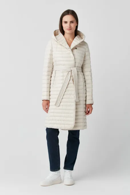 Leichte Daunenjacke Beige mit Kapuze Mila