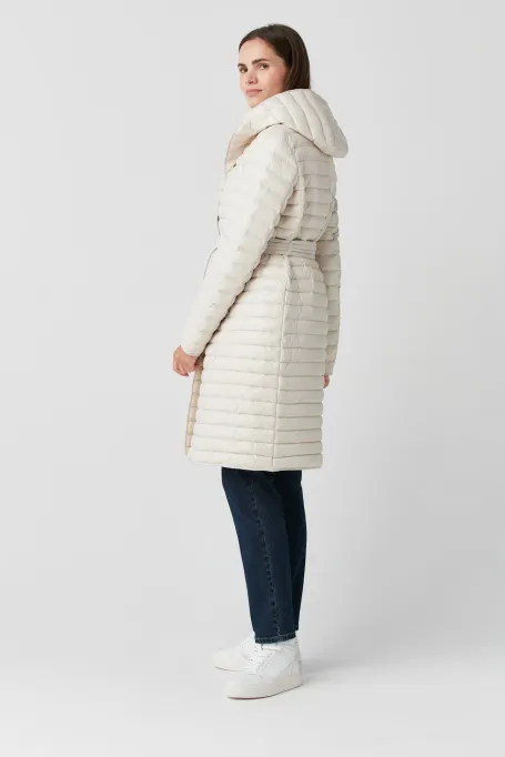 Leichte Daunenjacke Beige mit Kapuze Mila