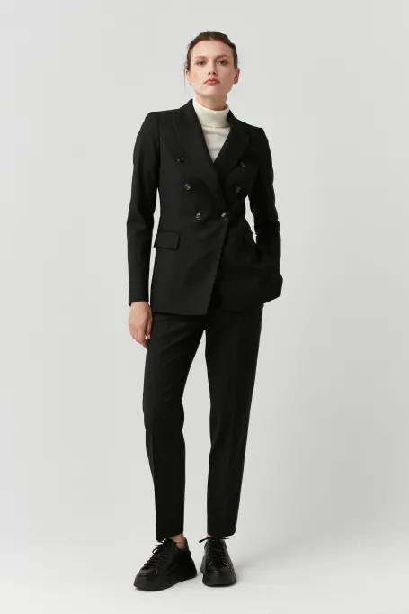 Schwarzer Blazer zum Anzug mit Schurwolle Sophie