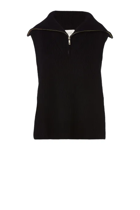 Schwarze Weste aus Merinowolle