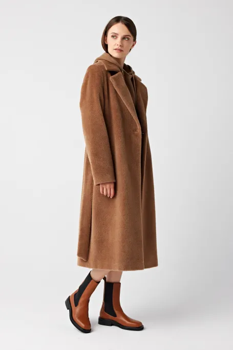 Mantel mit Gürtel aus Suri-Alpakawolle