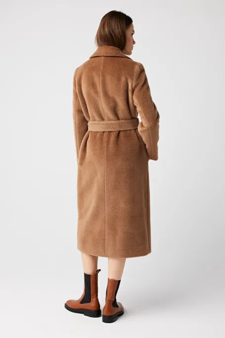 Mantel mit Gürtel aus Suri-Alpakawolle