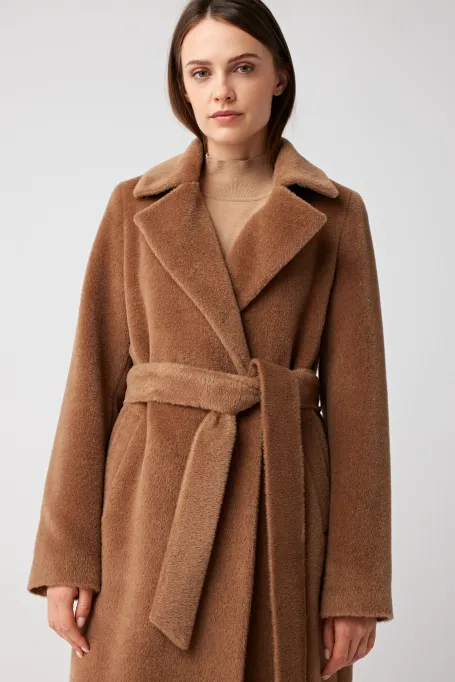 Mantel mit Gürtel aus Suri-Alpakawolle