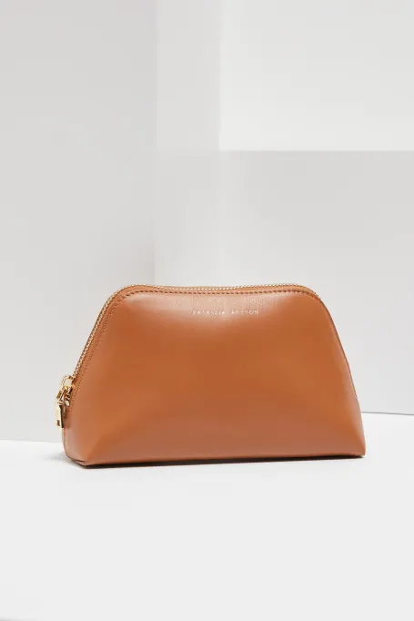 Leder-Kosmetiktasche kamel