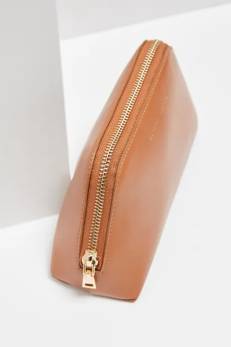 Leder-Kosmetiktasche kamel