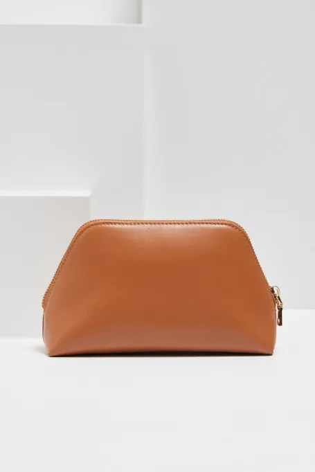 Leder-Kosmetiktasche kamel